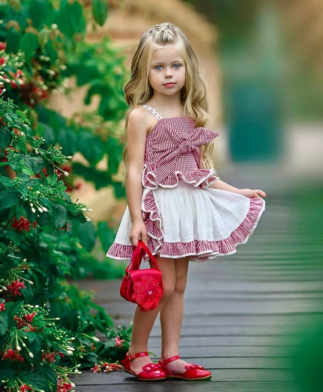 Girls Plaid Spaghetti Strap Top + Skirt 2 Pcs Set - Image 9