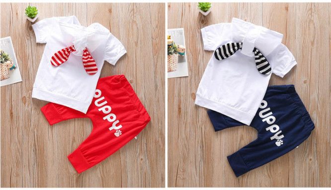 Boys And Girls Puppy Hooded 2 Pcs set - Image 7