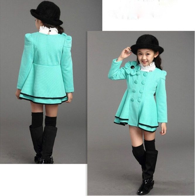 Girls Wind Dust Flower Decor Trench Coat - Image 4
