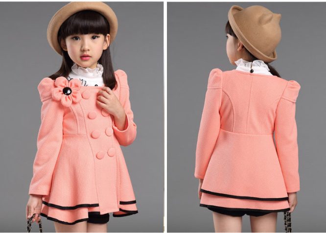 Girls Wind Dust Flower Decor Trench Coat - Image 5