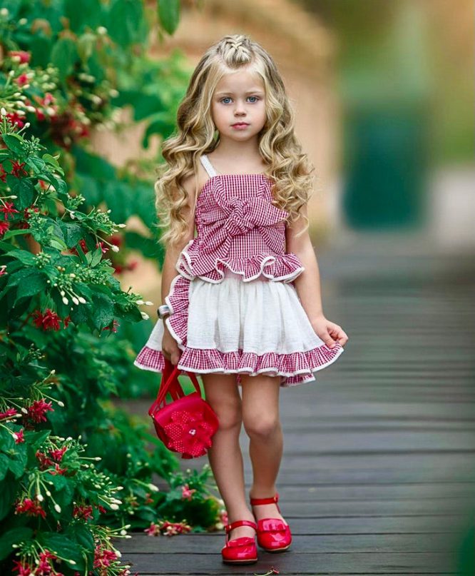 Girls Plaid Spaghetti Strap Top + Skirt 2 Pcs Set - Image 8