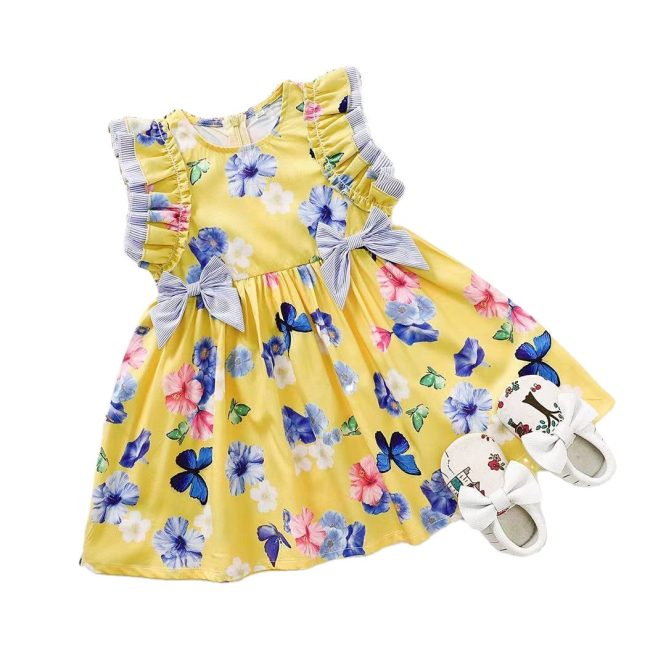 Girls Ruffle Sleeves Floral Dress - ONLY 5 LEFT !!!
