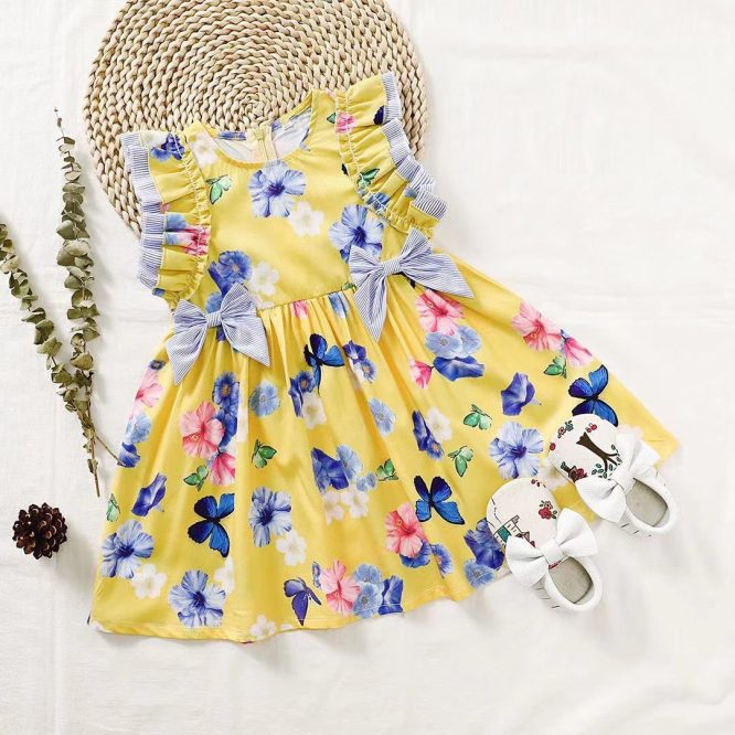 Girls Ruffle Sleeves Floral Dress - ONLY 5 LEFT !!! - Image 2