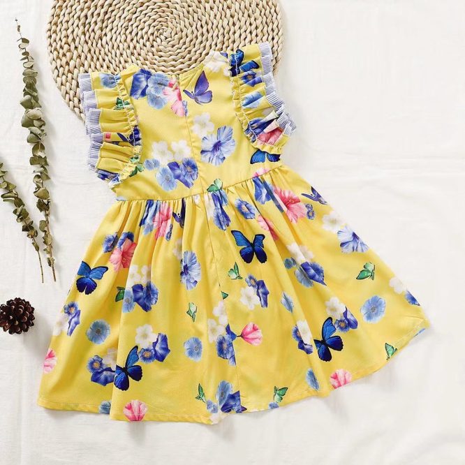 Girls Ruffle Sleeves Floral Dress - ONLY 5 LEFT !!! - Image 3