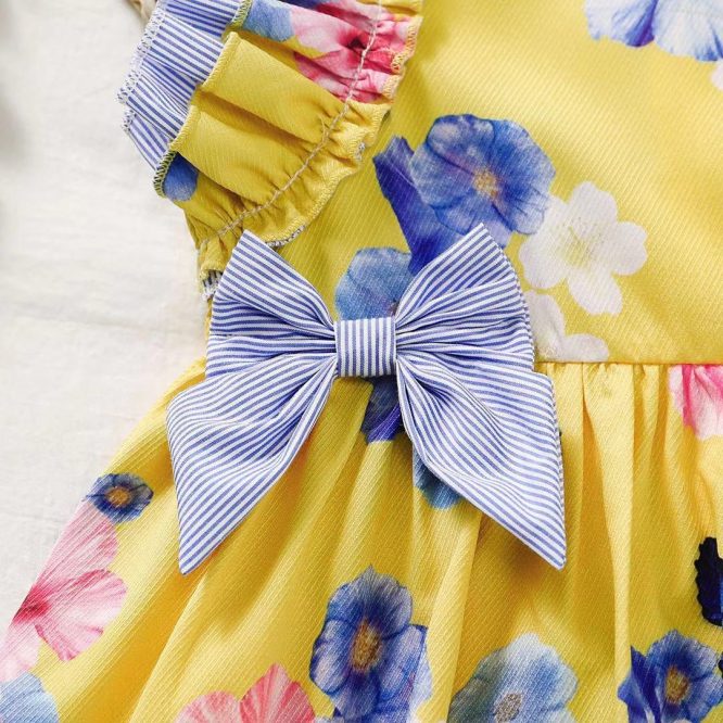 Girls Ruffle Sleeves Floral Dress - ONLY 5 LEFT !!! - Image 4