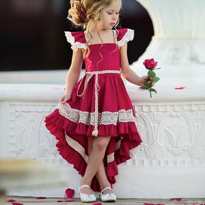 Girls Butterfly Sleeve Dovetail Dress - ONLY 4 LEFT !!! - Image 4