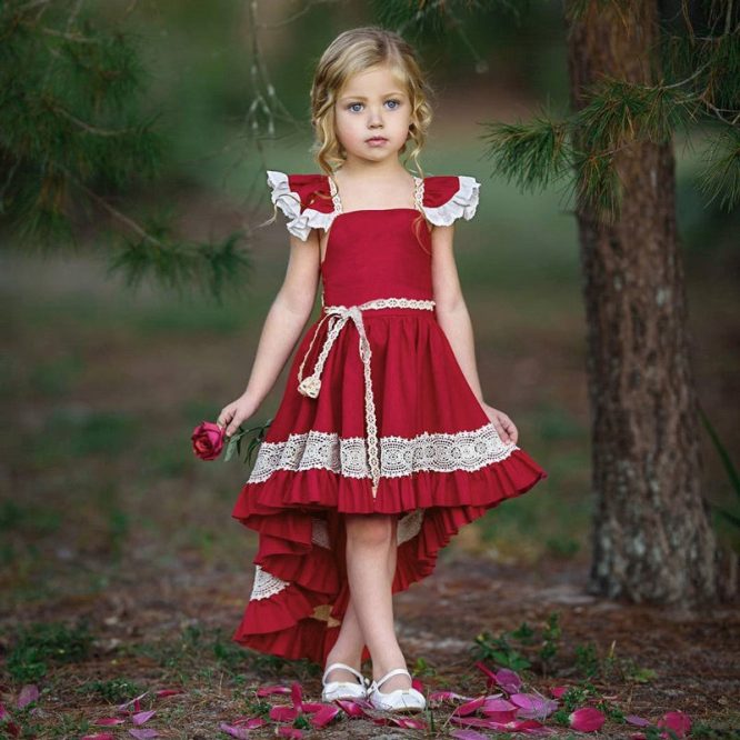 Girls Butterfly Sleeve Dovetail Dress - ONLY 4 LEFT !!!