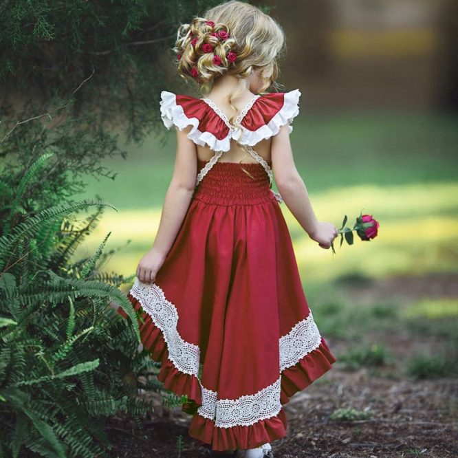 Girls Butterfly Sleeve Dovetail Dress - ONLY 4 LEFT !!! - Image 5