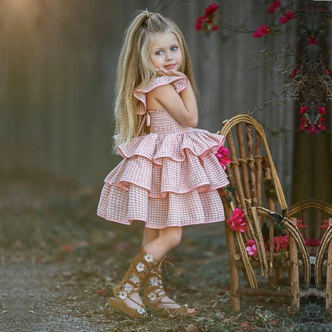 Girls Triple Ruffle Checkered Dress - ONLY 5 LEFT !!! - Image 4