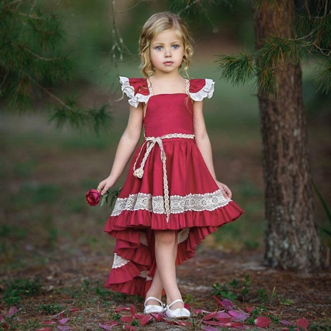 Girls Butterfly Sleeve Dovetail Dress - ONLY 4 LEFT !!! - Image 2