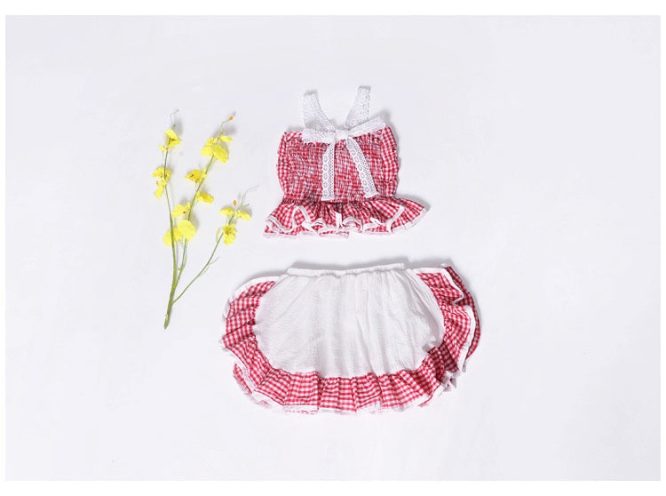 Girls Plaid Spaghetti Strap Top + Skirt 2 Pcs Set - Image 15