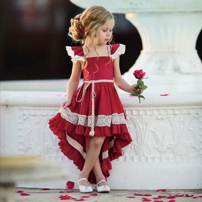 Girls Butterfly Sleeve Dovetail Dress - ONLY 4 LEFT !!! - Image 3