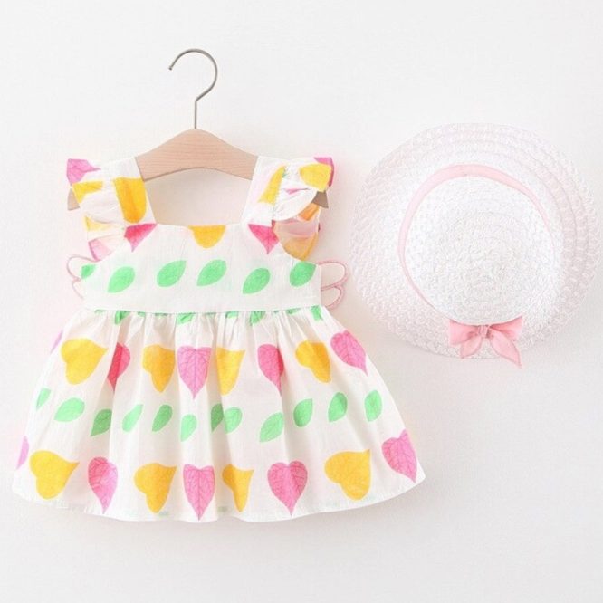 Girls Wing Print Dress + Hat Set - Image 5