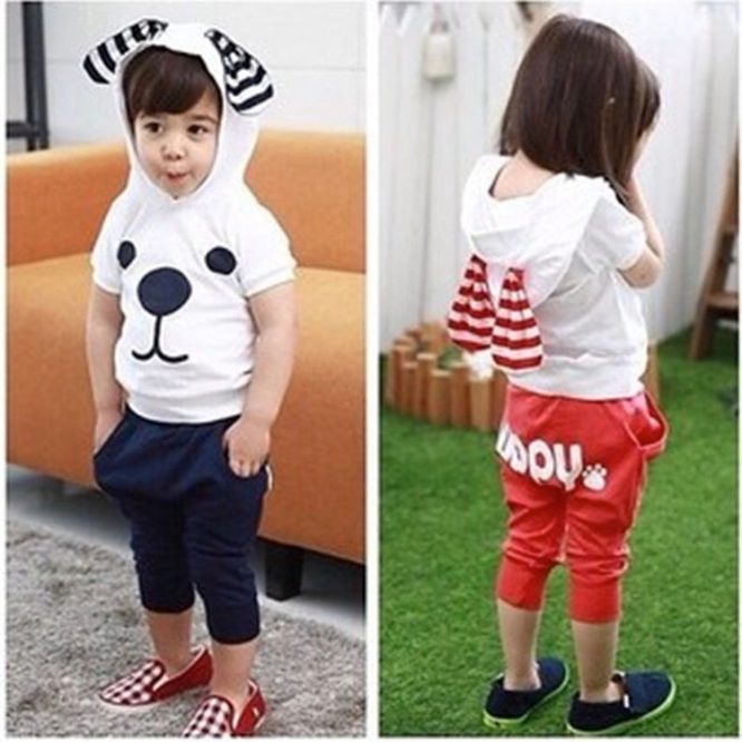 Boys And Girls Puppy Hooded 2 Pcs set - Image 6