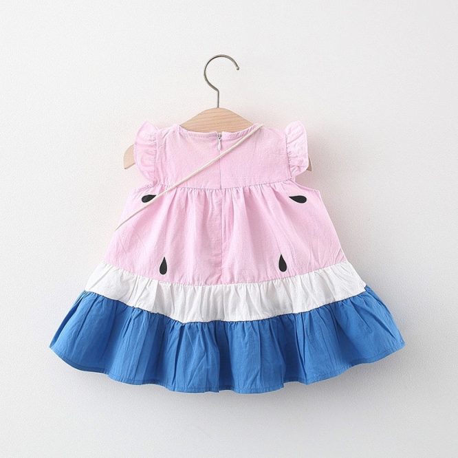 Girls Watermelon Cotton Dress + Handbag Set - Image 3