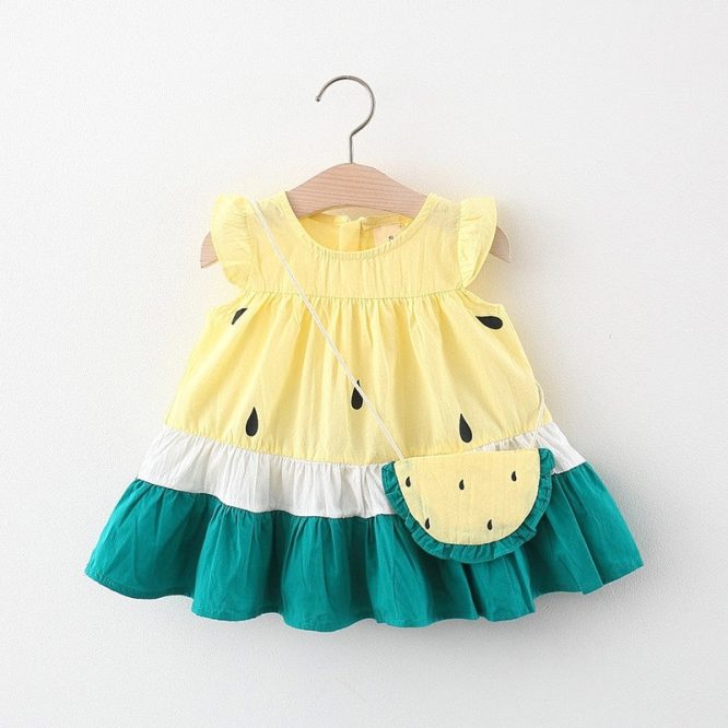 Girls Watermelon Cotton Dress + Handbag Set - Image 2