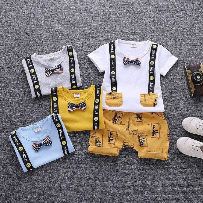 Boys Bowtie And Pockets 2 Pcs Set