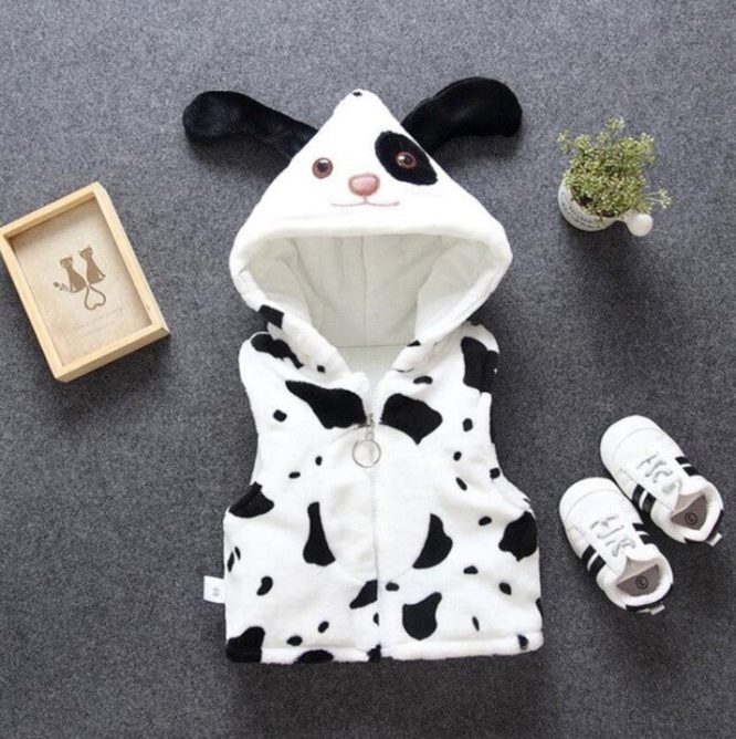 Boys And Girls  Fluffy Cartoon Hooded Vest - Image 3