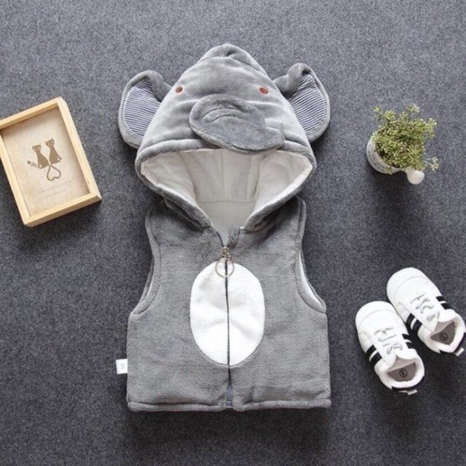 Boys And Girls  Fluffy Cartoon Hooded Vest - Image 2