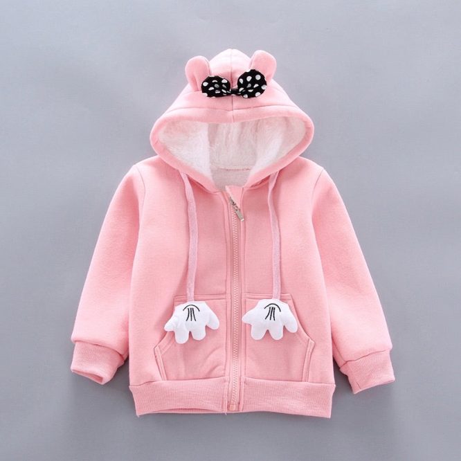 Girls Fluffy Warm Polka Dot Bow Hooded 2 Pcs Set - Image 6
