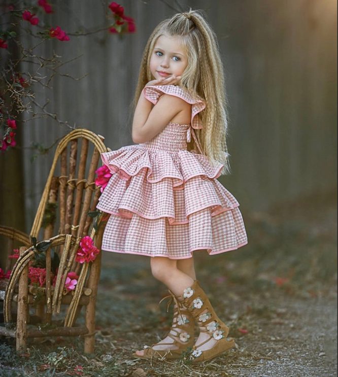 Girls Triple Ruffle Checkered Dress - ONLY 5 LEFT !!! - Image 3